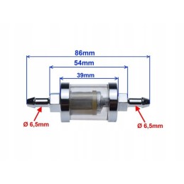 Fuel filter, chrome-plated metal