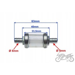 Fuel filter metal small 8mm omg motogeneric