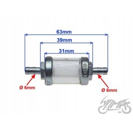 Fuel filter small metal 6mm omg motogeneric