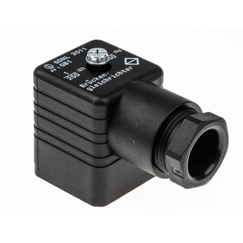 1 pcs - Hirschmann GDML 2P+E DIN 43650 A, Female Solenoid Valve Connector, 250 V ac/dc Voltage