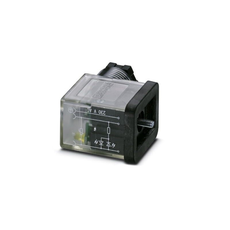 1 pcs - Phoenix Contact 3P, Plug Solenoid Valve Connector, with Indicator Light, 230 V ac Voltage