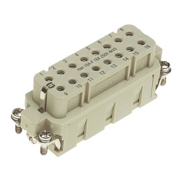 1 pcs - HARTING Heavy Duty Power Connector Insert, 16A, Female, Han E Series, 10 Contacts