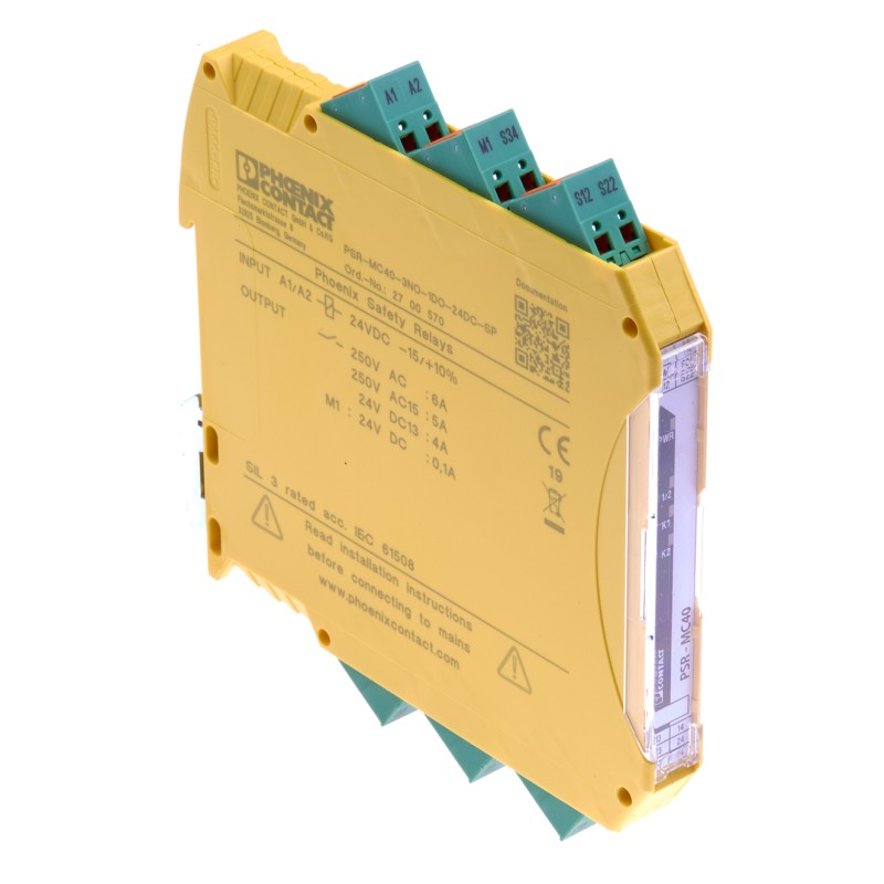 1 pcs - Phoenix Contact Dual-Channel Emergency Stop, Safety Switch/Interlock Safety Relay, 24V dc, 3 Safety Contacts