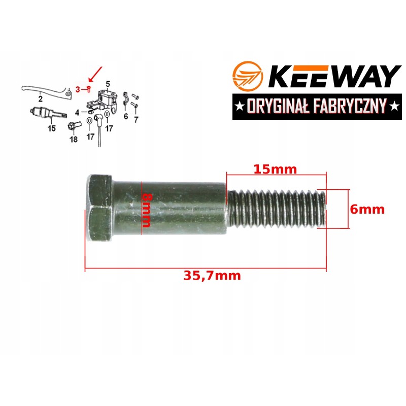 Keeway M6 brake lever mounting screw original