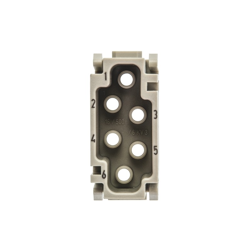 1 pcs - Han-Modular Series Male Module, 6 Way, Han E
