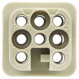 1 pcs - Han D Series Connector Insert, Female, 8 Way, 10A, 250 V