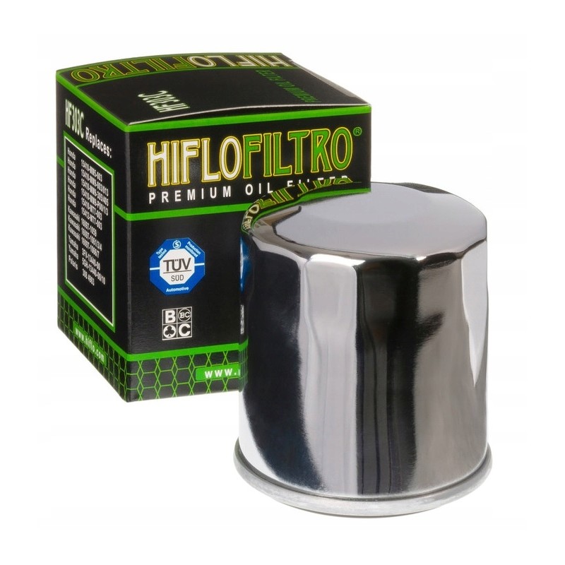 Hiflofiltro oil filter hf303c chrome