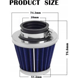 39 mm conical air filter for a motorcycle