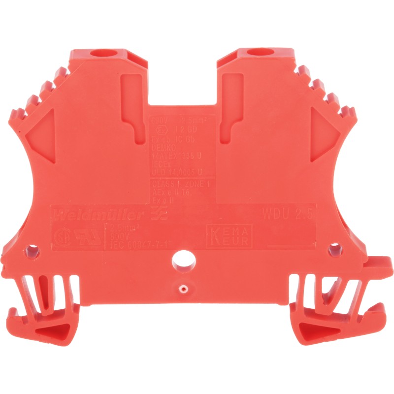 10 pcs - Weidmuller WDU Series Red Feed Through Terminal Block, 2.5mm², Single-Level, Screw Termination, ATEX