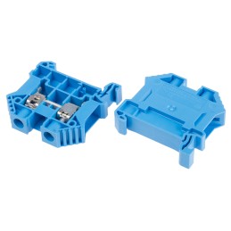 10 pcs - RS PRO Blue DIN Rail Terminal Block, 10mm², Double-Level, Screw Termination