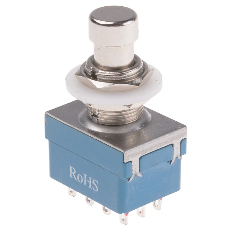 1 pcs - RS PRO Push Button Switch, Latching, PCB, 12.2mm Cutout, 4PDT