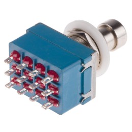 1 pcs - RS PRO Push Button Switch, Latching, PCB, 12.2mm Cutout, 4PDT