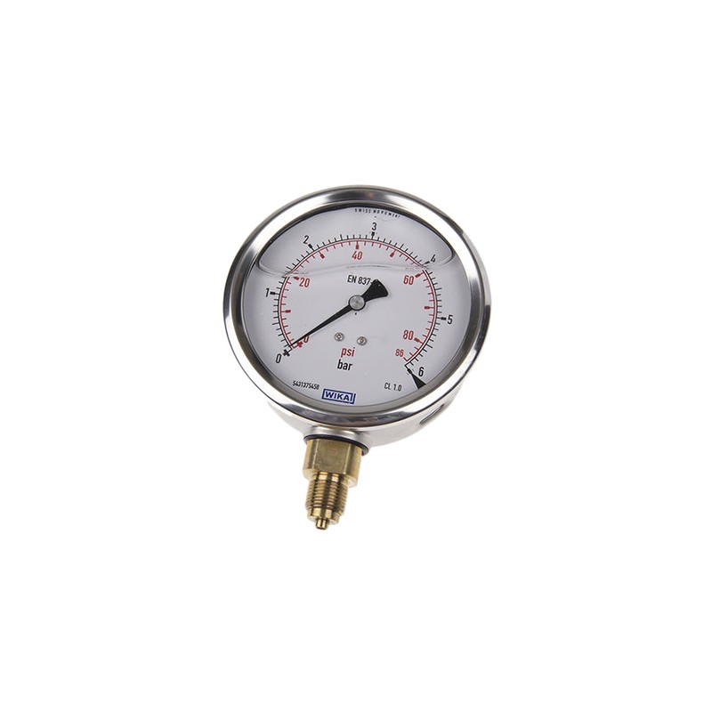 1 pcs - WIKA G 3/8 Analogue Pressure Gauge 6bar Bottom Entry, 7075546, UKAS, 0bar min.