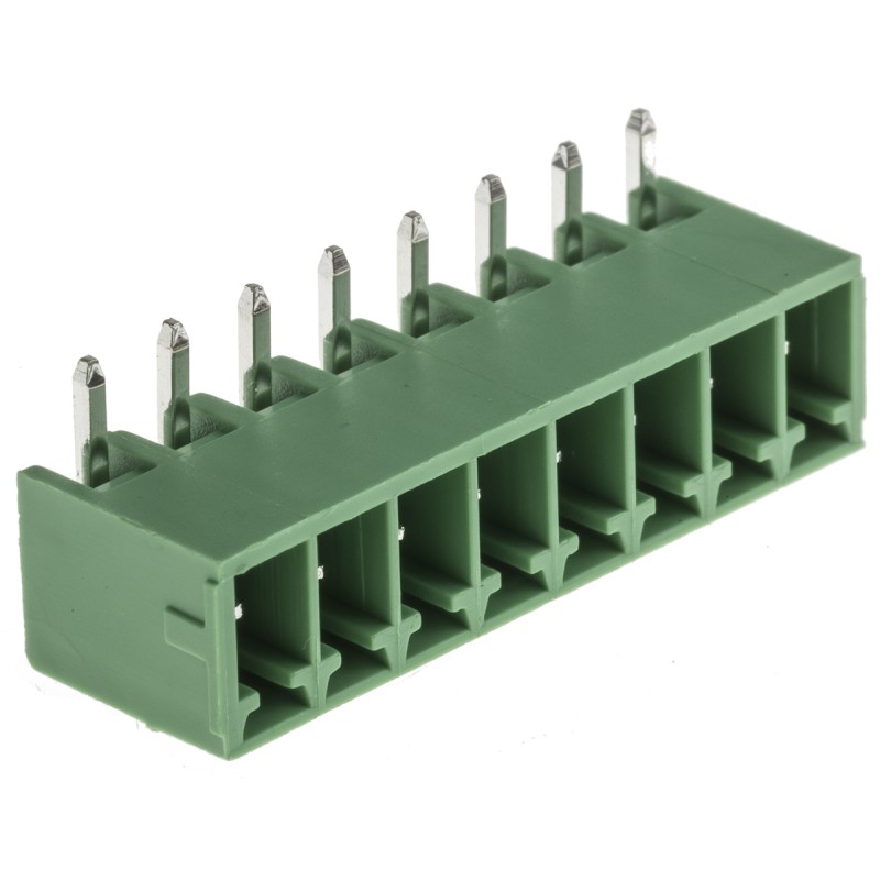 10 pcs - RS PRO 3.5mm Pitch 8 Way Right Angle Pluggable Terminal Block, Header, Through Hole, Solder Termination