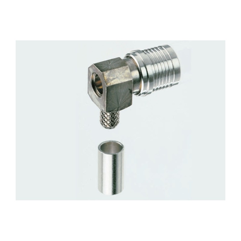 1 pcs - Radiall, Plug Cable Mount QMA Connector, 50Ω, Crimp Termination, Right Angle Body