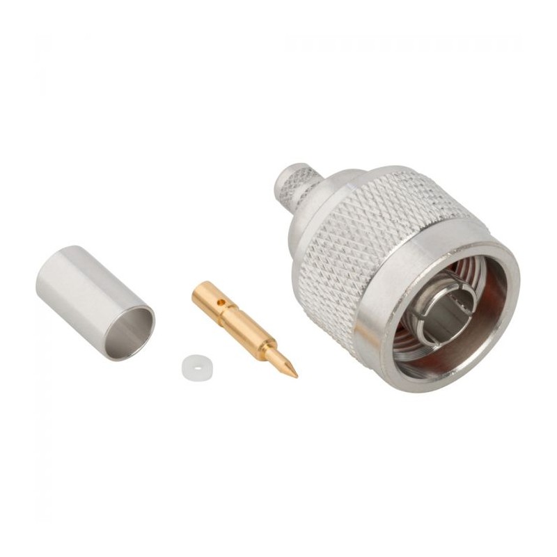 1 pcs - Amphenol RF Plug Cable Mount N Connector, Crimp Termination, Straight Body