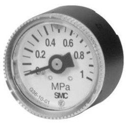 1 pcs - SMC Analogue Pressure Gauge 10bar Back Entry, G36-10-01, 0bar min., G36-10