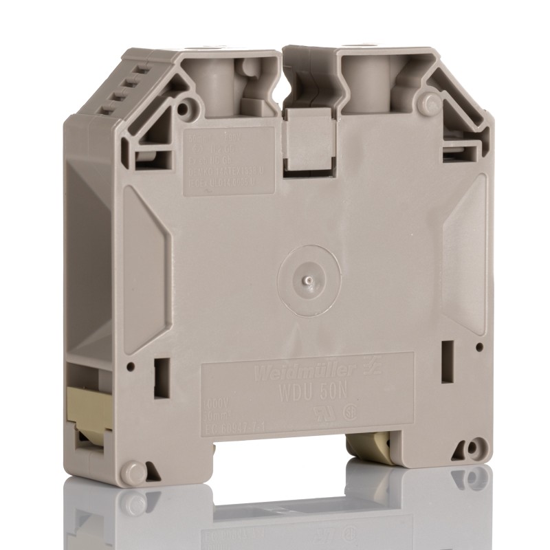 1 pcs - Weidmuller W Series Dark Beige Feed Through Terminal Block, 10 - 70mm², 1-Level, Screw Termination