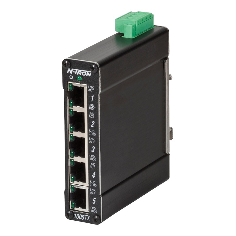 1 pcs - Red Lion 1005TX Series DIN Rail Mount Ethernet Switch, 5 RJ45 Ports