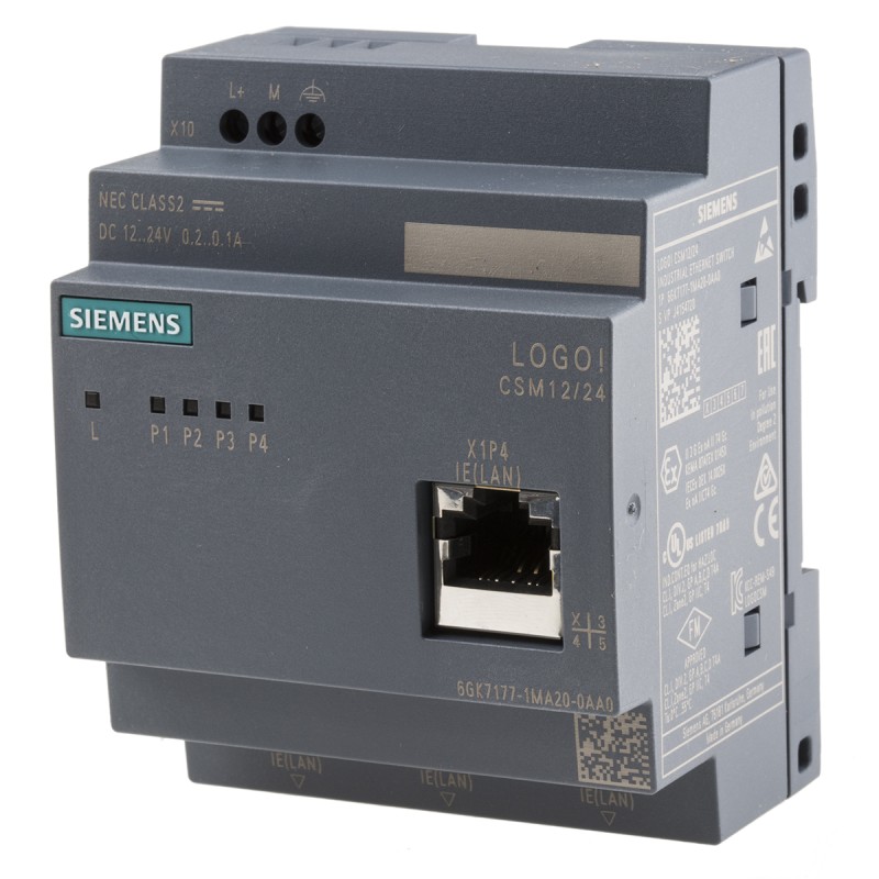 1 pcs - Siemens DIN Rail Mount Ethernet Switch, 4 RJ45 Ports, 10 Mbit/s, 100 Mbit/s Transmission, 24V dc