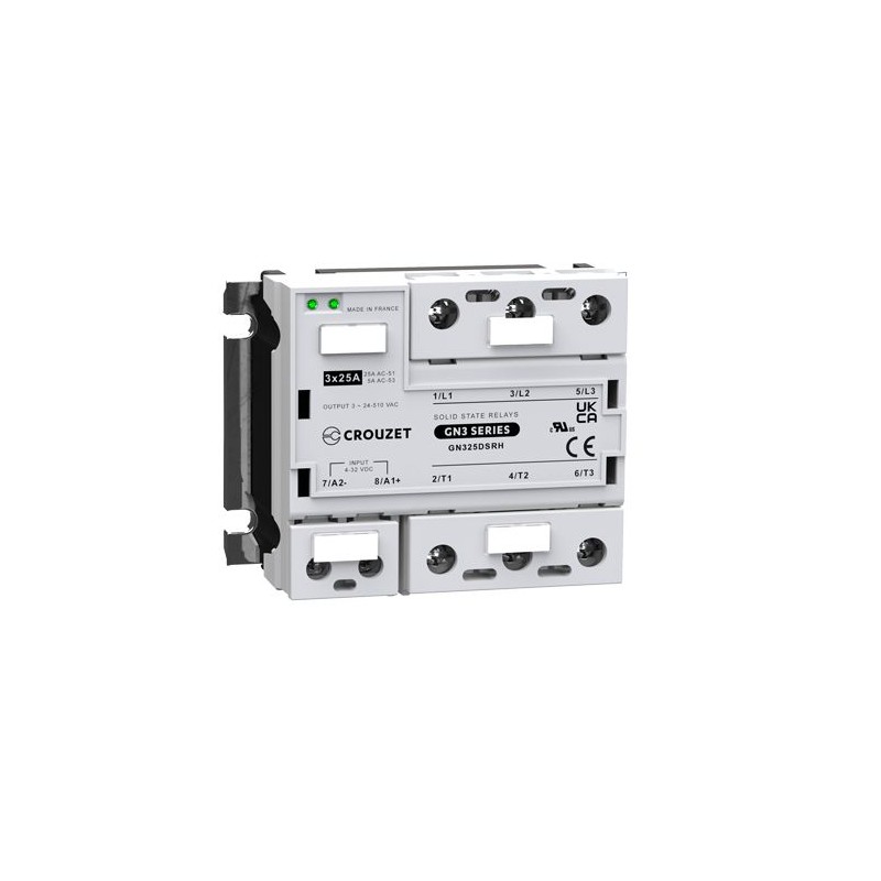 1 Box of 1 - Crouzet GN3 Series Solid State Relay, 25 A Load, Panel Mount, 510 V rms Load
