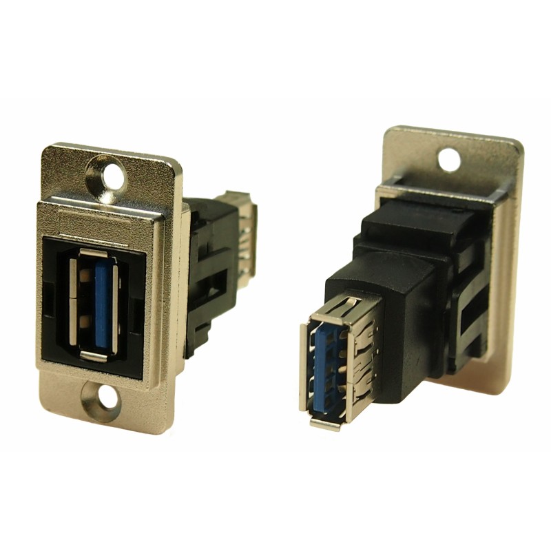 1 pcs - RS PRO Straight, Panel Mount, Socket to Socket Type A to A 3.0 USB Connector