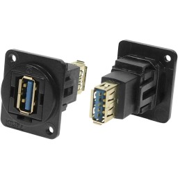 1 pcs - RS PRO Straight, Panel Mount, Socket to Socket Type A to A 3.0 USB Connector