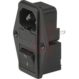 1 pcs - Schurter C14 Panel Mount IEC Connector Male, 10A, 250 V, Fuse Size 5 x 20mm