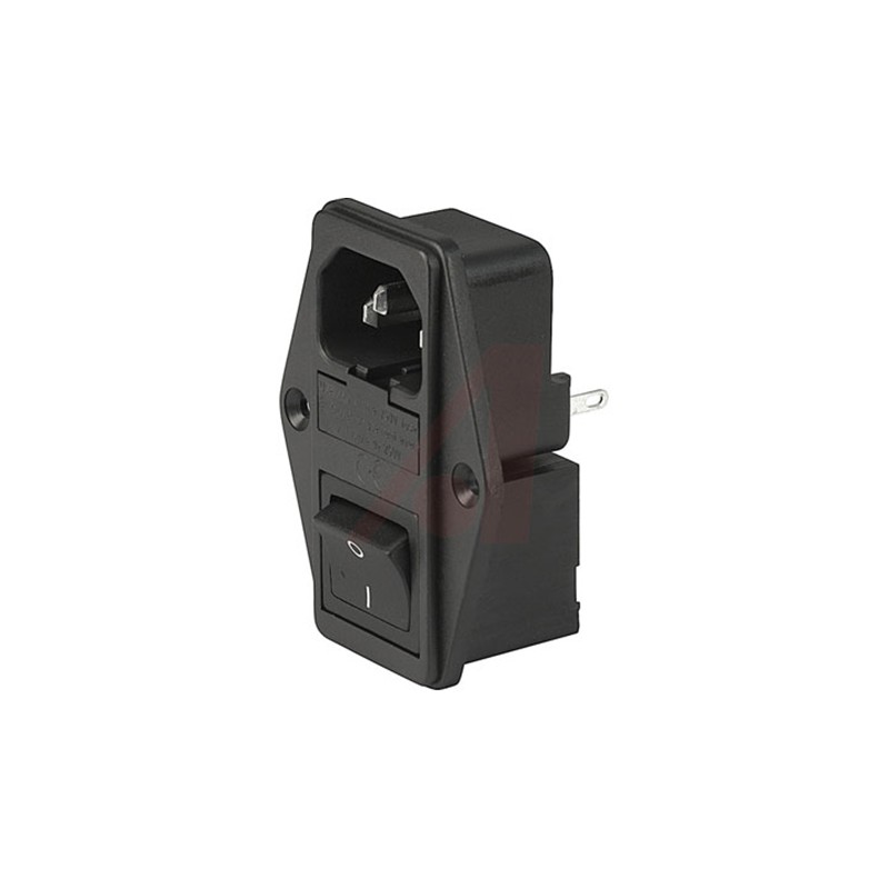 1 pcs - Schurter C14 Panel Mount IEC Connector Male, 10A, 250 V, Fuse Size 5 x 20mm