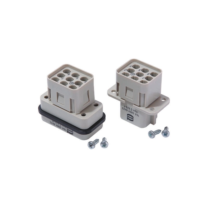 10 pcs - HARTING Heavy Duty Power Connector Insert, 16A, Female, Han Q Series, 9 Contacts