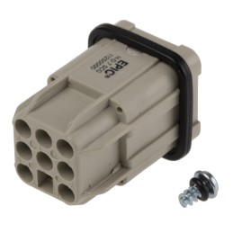 1 pcs - Epic Contact Heavy Duty Power Connector Insert, 10A, Male, H-D Series, 8 Contacts
