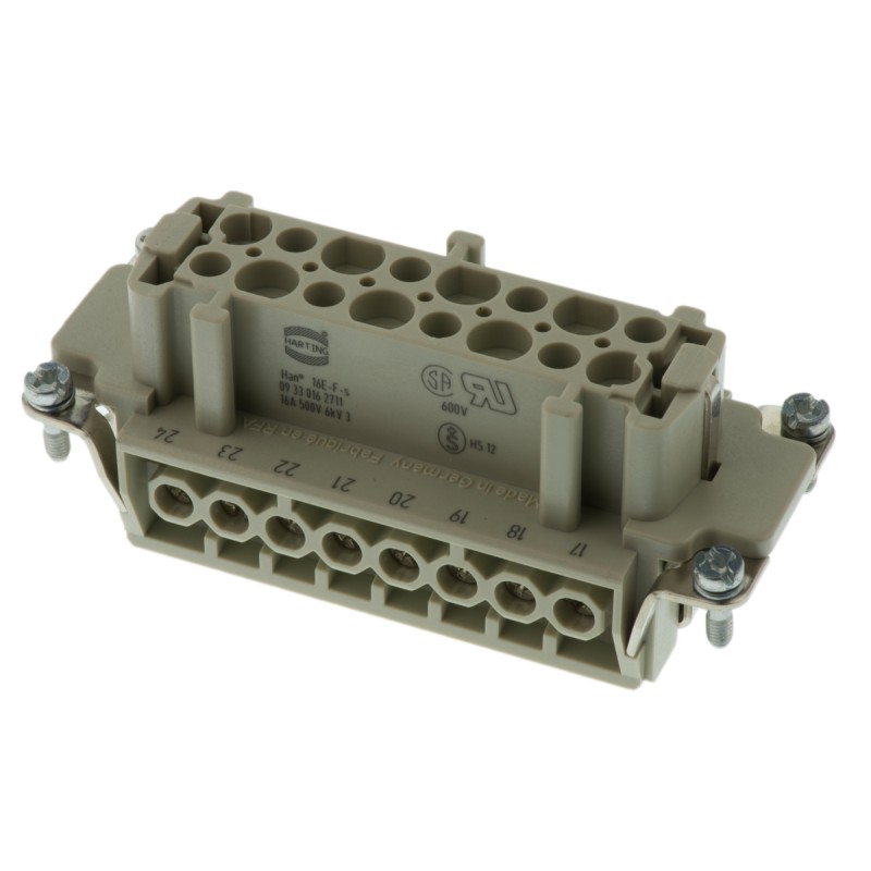 1 pcs - HARTING Heavy Duty Power Connector Insert, 16A, Female, Han E Series, 32 Contacts