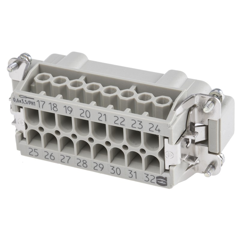 1 pcs - HARTING Heavy Duty Power Connector Insert, 16A, Male, Han E Series, 16 Contacts