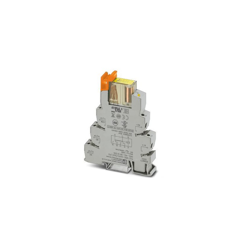 1 Pack of 10 - Phoenix Contact PLC-RSC-230UC/21-21/MS Series Interface Relay, DIN Rail Mount, 220 V dc, 230V ac Coil, DPDT, 2-Po