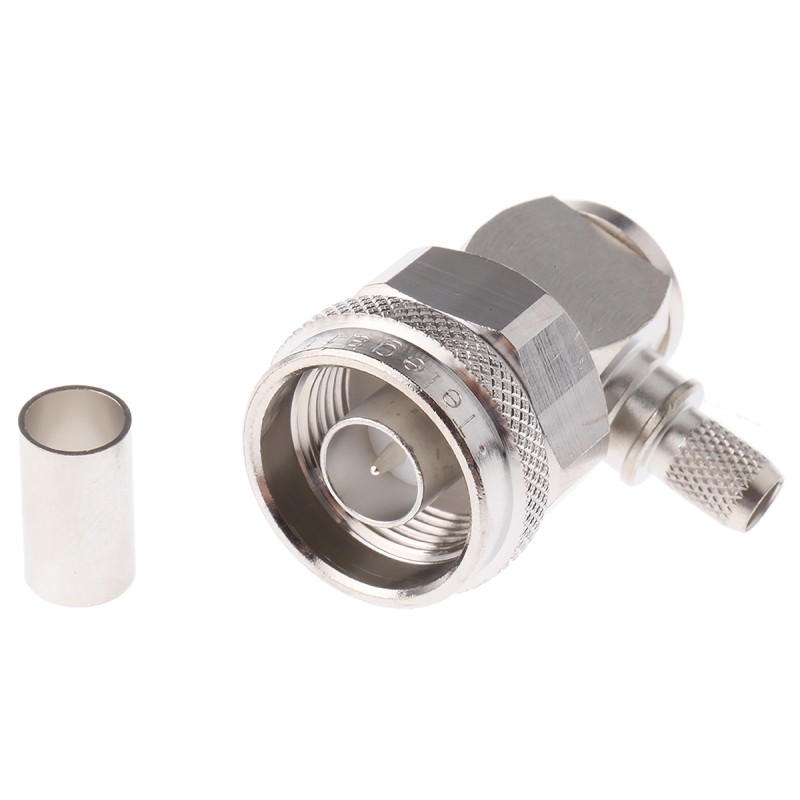 1 pcs - Telegartner, Plug Cable Mount N Connector, 50Ω, Solder Termination, Right Angle Body