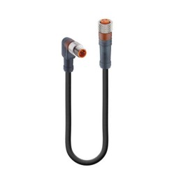 1 pcs - Lumberg Automation Right Angle Male 3 way M8 to Straight Female 3 way M8 Sensor Actuator Cable, 600mm