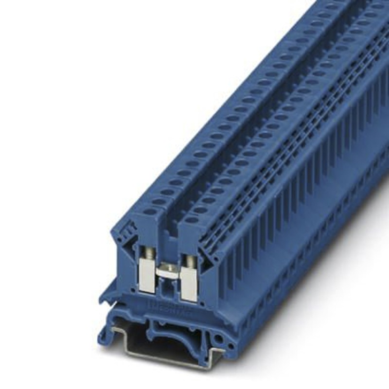 10 pcs - Phoenix Contact UK 2.5 B BU Series Blue Feed Through Terminal Block, 0.2 - 2.5mm², Single-Level, Screw