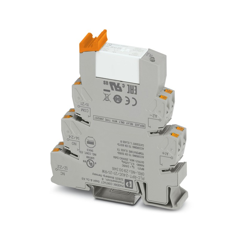 10 pcs - Phoenix Contact PLC-RPT24UC/21-21/RW Series Interface Relay, DIN Rail Mount, 12V dc Coil, DPDT, 2-Pole