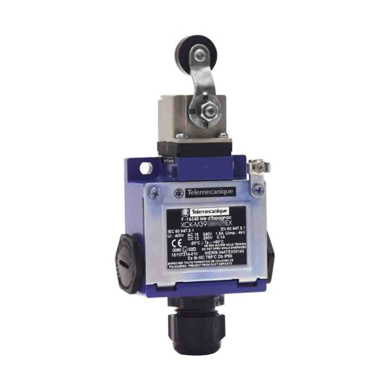 1 pcs - Telemecanique Sensors Roller Lever Limit Switch, 2NC/1NO, IP66, 3P, Metal Housing, 400V ac Max, 6A Max