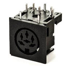 1 pcs - Deltron 6 Pole Right Angle Din Socket, 2A, 100 V ac, Lockable, Female, PCB Mount