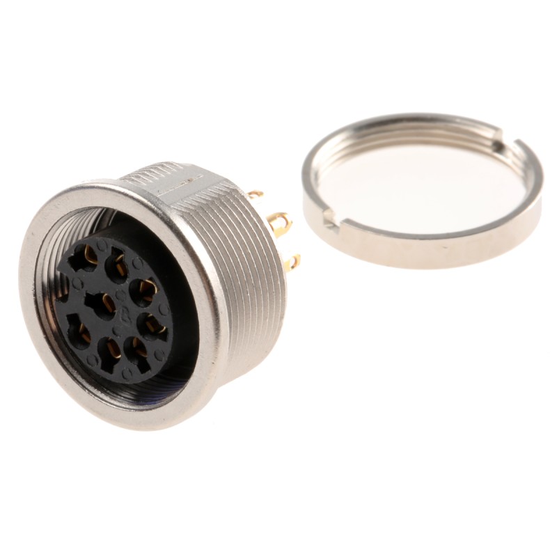 1 pcs - Lumberg 8 Pole Din Socket, DIN EN 60529, 60 V ac IP68, Female, Panel Mount