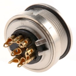 1 pcs - Lumberg 8 Pole Din Socket, DIN EN 60529, 60 V ac IP68, Female, Panel Mount