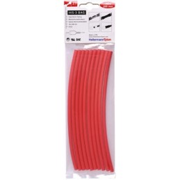 10 pcs - HellermannTyton Heat Shrink Tubing, Red 6mm Sleeve Dia. x 200mm Length 3:1 Ratio, HIS-3 BAG Series