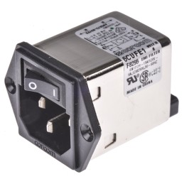 10 pcs - TE Connectivity 6A, 120 V ac, 250 V ac Male Flange Mount IEC Filter 1 Pole 2-1609113-4, Spade None Fuse