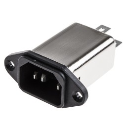 1 pcs - Schaffner 3A, 250 V ac Male Panel Mount IEC Filter FN9222-3-06, Faston None Fuse