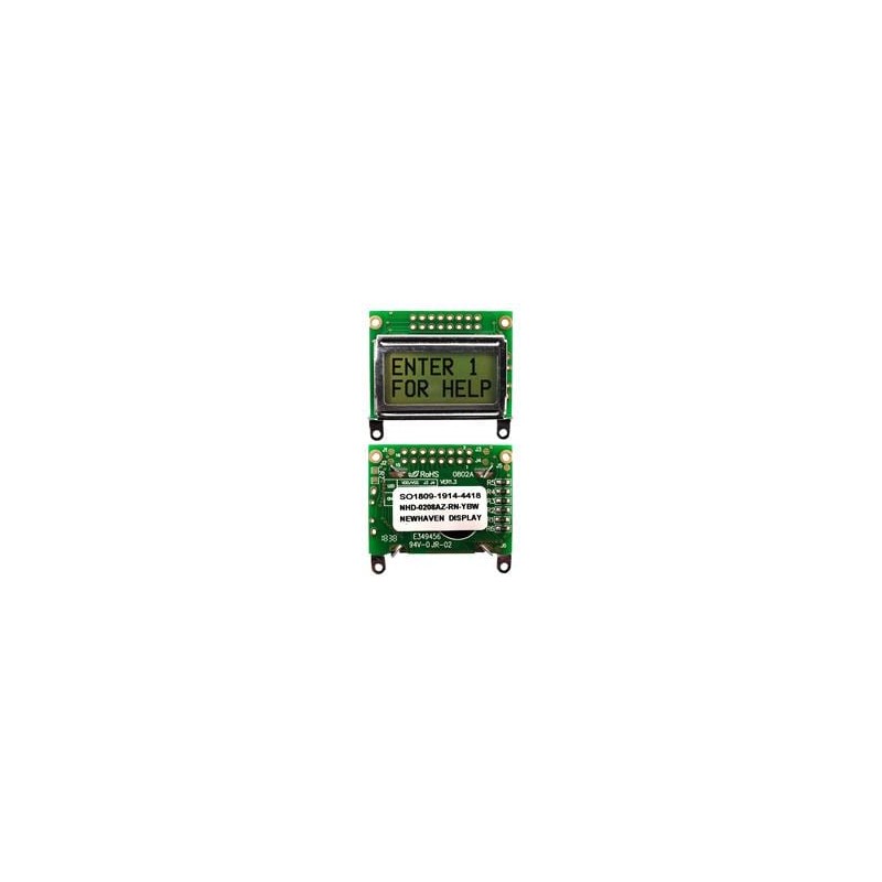 1 pcs : NHD-0208AZ-RN-YBW - LCD Character Display Modules & Accessories STN- Y/G Refl 40.0 x 35.4