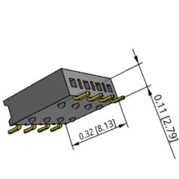 2 pcs - Samtec SSM Series Right Angle Surface Mount PCB Socket, 4-Contact, 1-Row, 2.54mm Pitch, Solder Termination