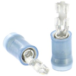100 pcs - TE Connectivity PIDG FASTON .110 Blue Insulated Female Spade Connector, Receptacle, 2.79 x 0.8mm Tab Size, 1.3mm² to