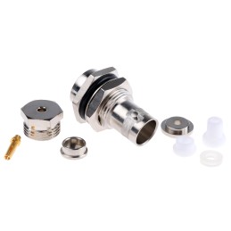 1 pcs - Telegartner, jack Panel Mount BNC Connector, 50Ω, Clamp Termination, Straight Body