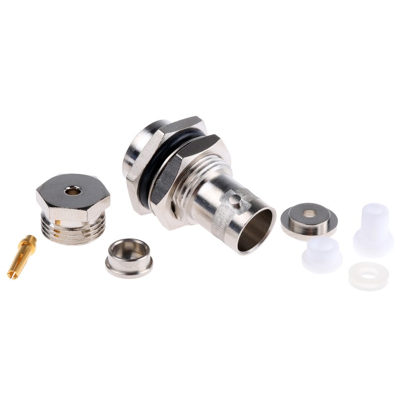 1 pcs - Telegartner, jack Panel Mount BNC Connector, 50Ω, Clamp Termination, Straight Body